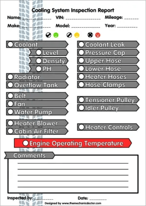 Cooling System Inspection Report